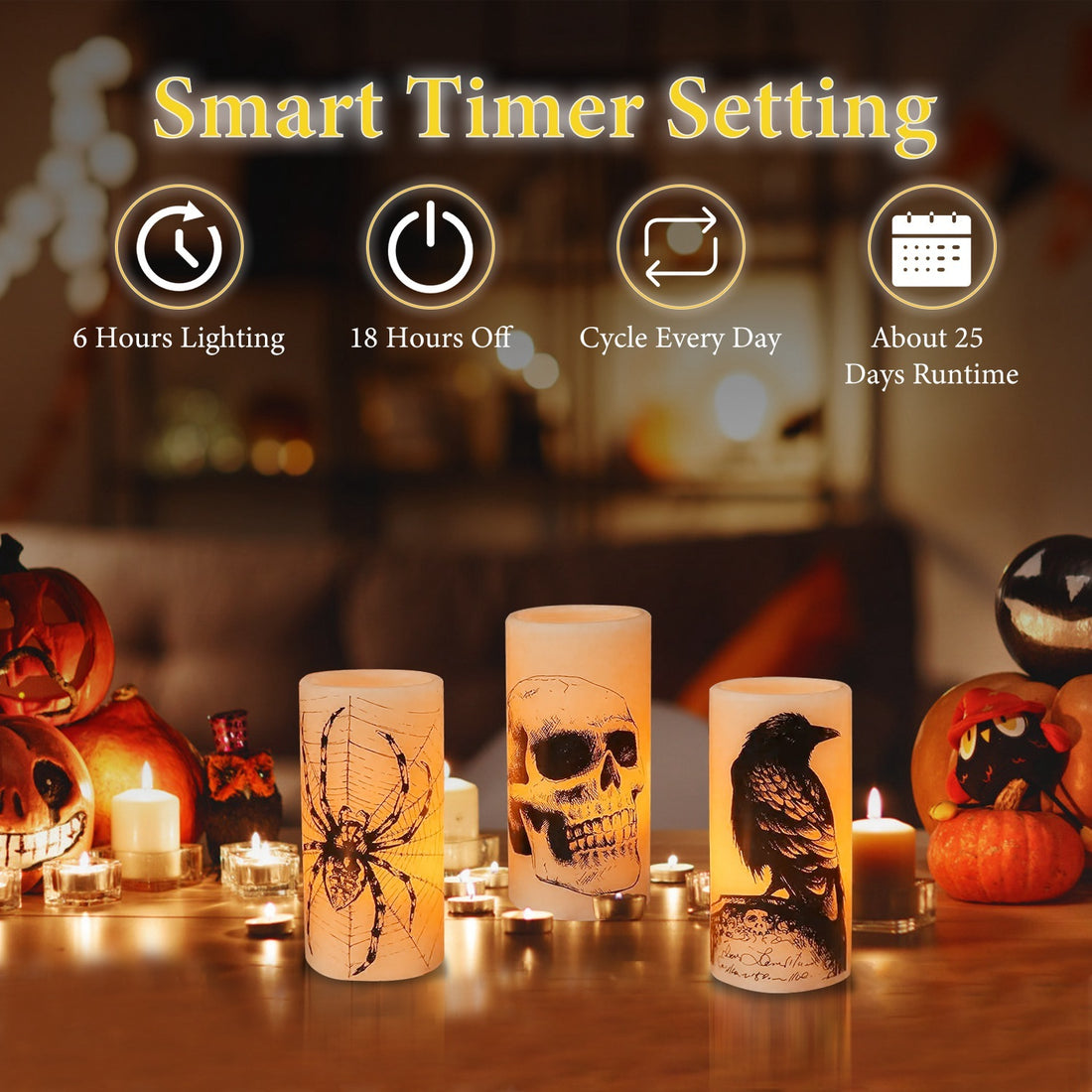 Pack of 3 flameless candles - With timer