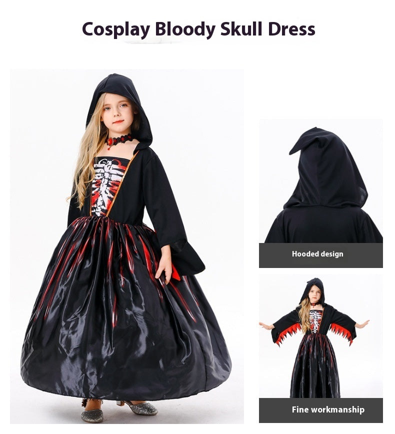 Halloween Children's Cos Witch Skull Clothing