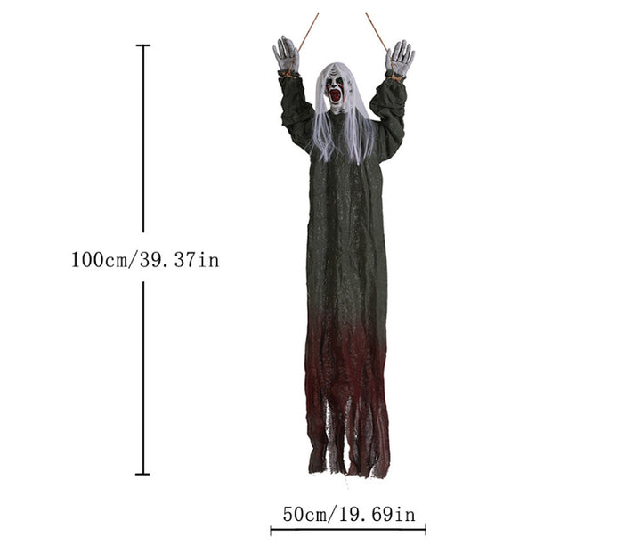 Tied Up Ghost Haunted House - White Hair Green Coat