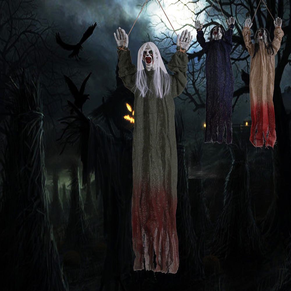 Tied Up Ghost Haunted House - White Hair Green Coat