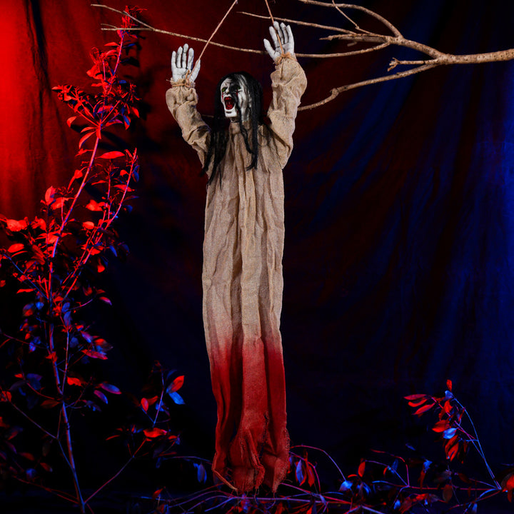 Tied Up Ghost Haunted House - Black Hair Yellow Coat