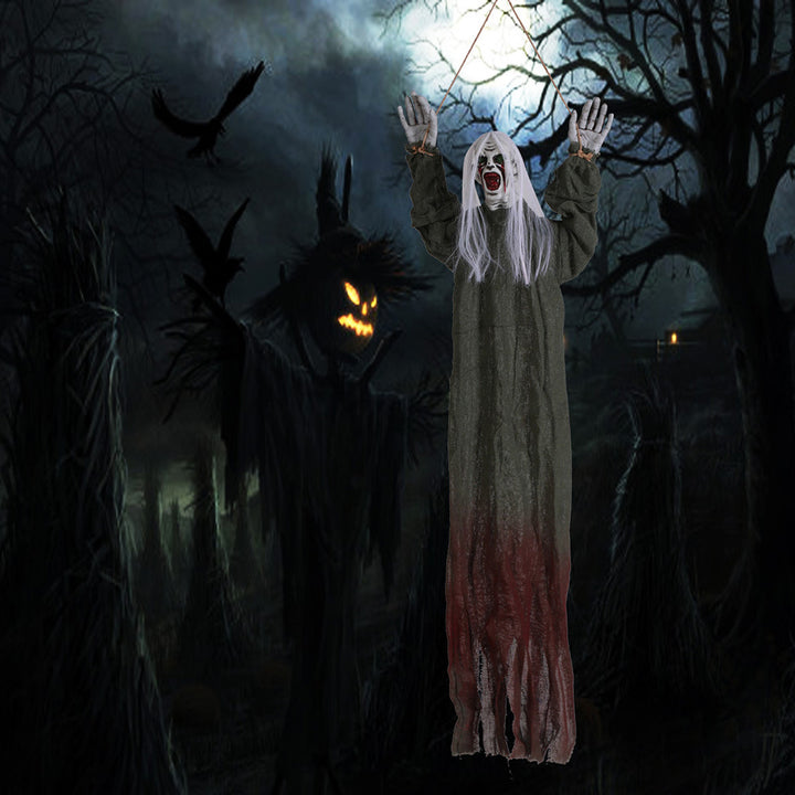 Tied Up Ghost Haunted House - White Hair Green Coat
