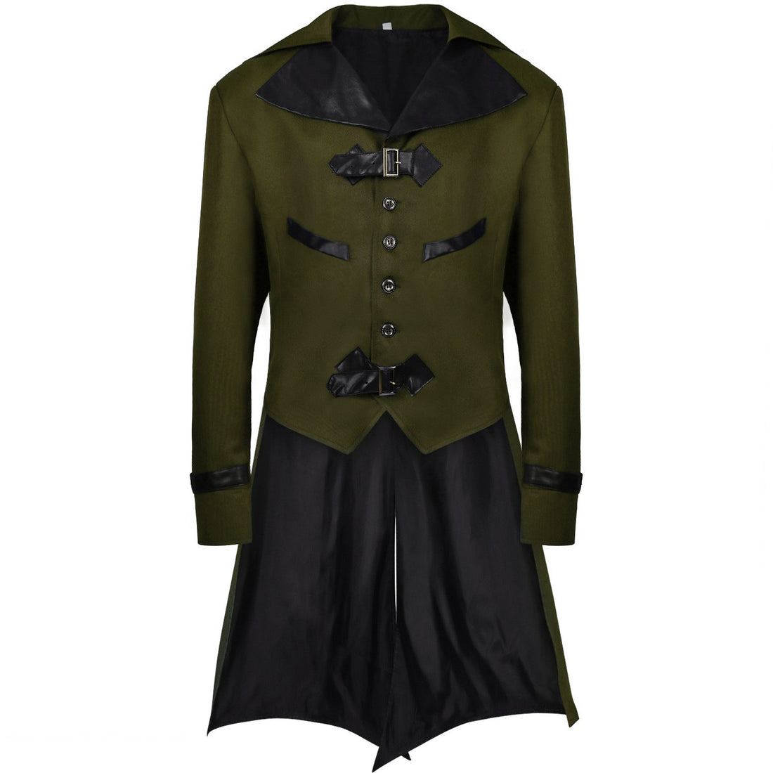Gothic Punk Coat with Tail - Army Green