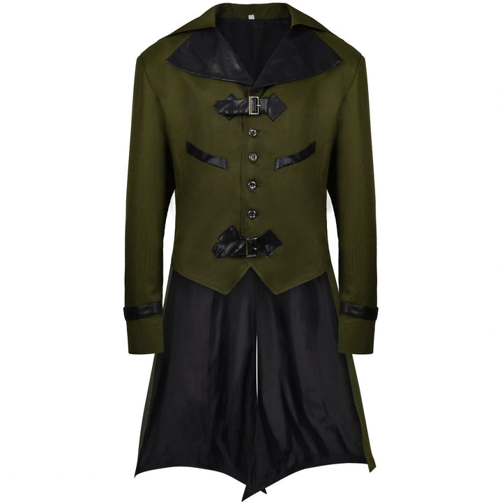 Gothic Punk Coat with Tail - Army Green