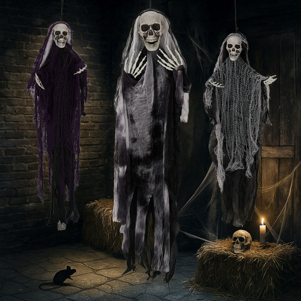 3 Pieces of hanging Ghost Skeletons
