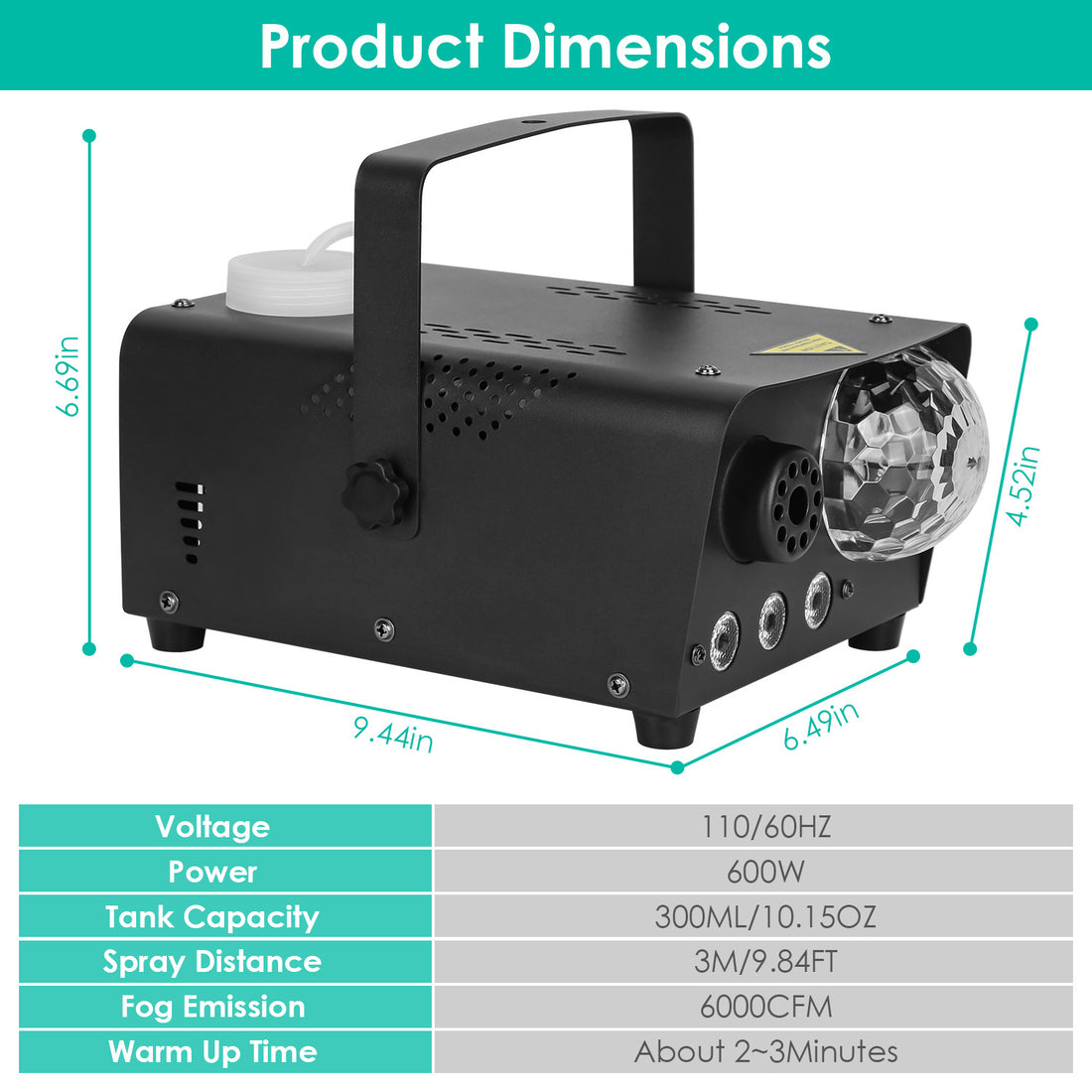 Smoke machine with 8 lighting effects - 600w