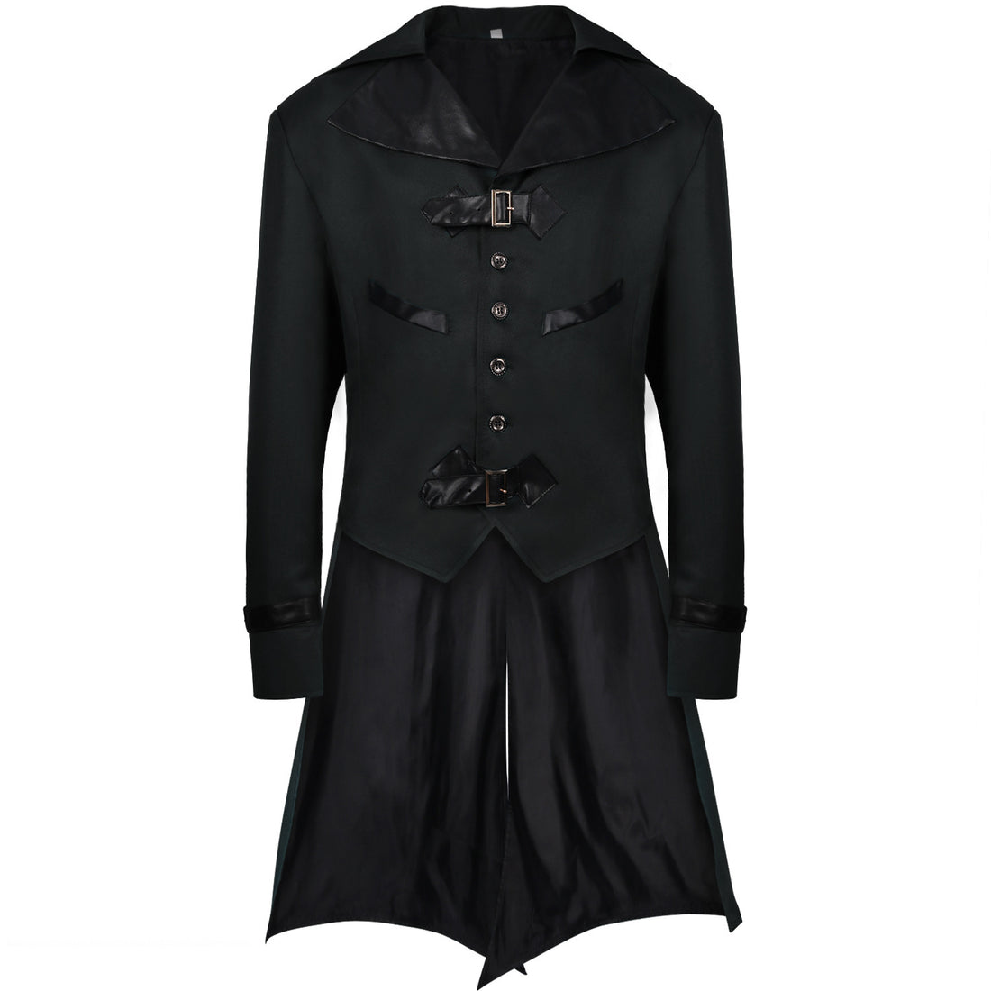 Gothic Punk Coat with Tail - Black