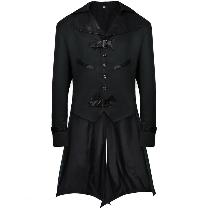 Gothic Punk Coat with Tail - Black