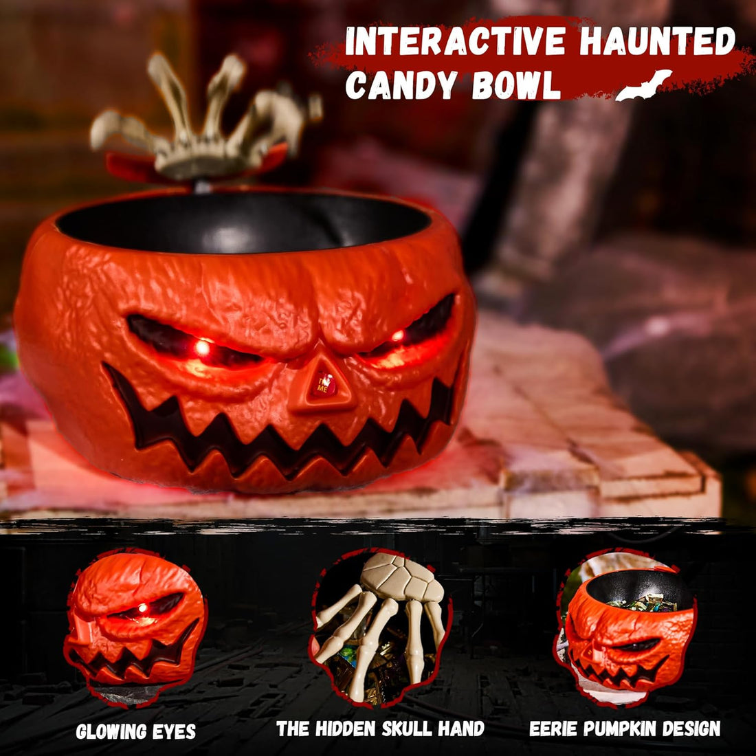 Evil Pumpkin Bowl for Halloween Candy - Pumpkin