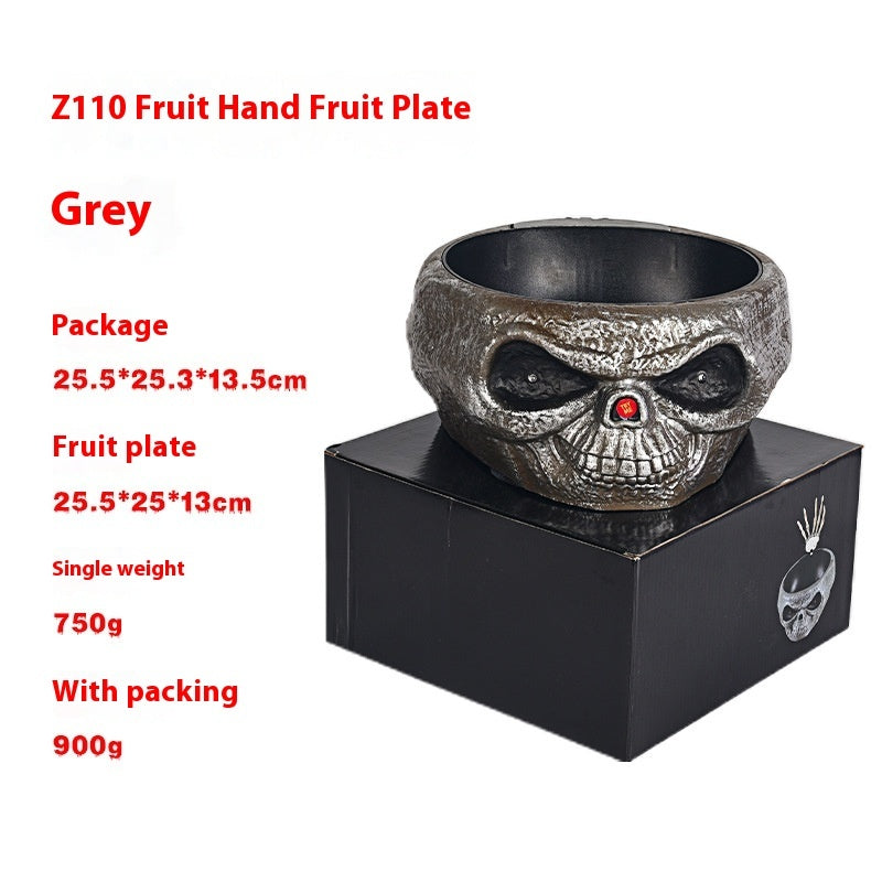 Evil Pumpkin Bowl for Halloween Candy - Gray