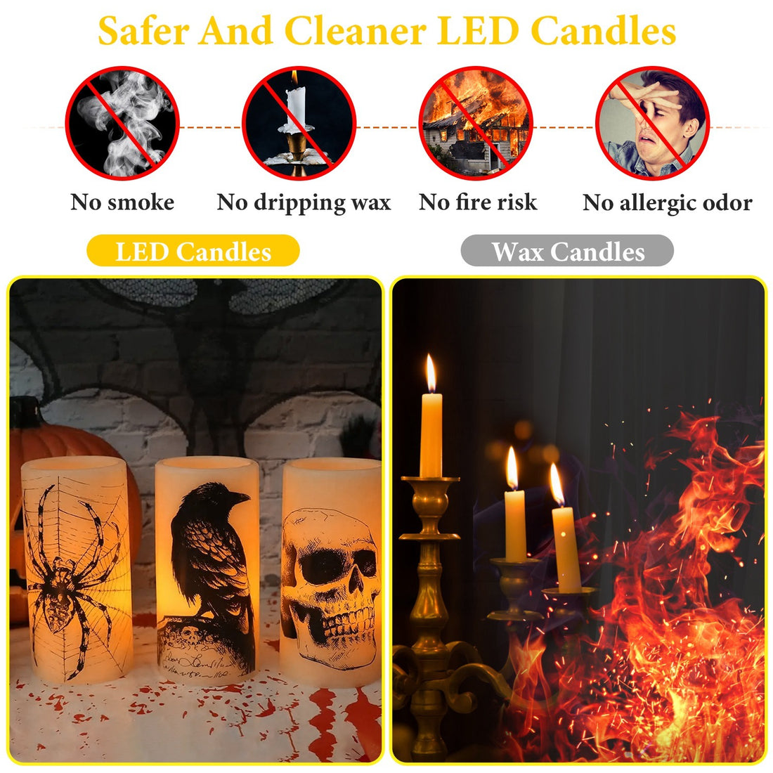 Pack of 3 flameless candles - With timer