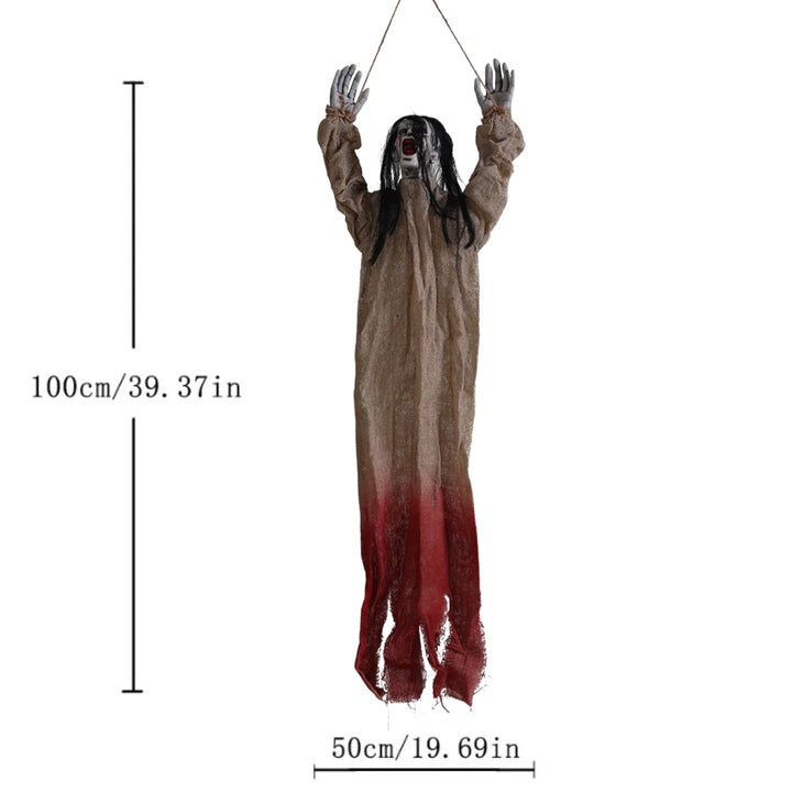 Tied Up Ghost Haunted House - Black Hair Yellow Coat