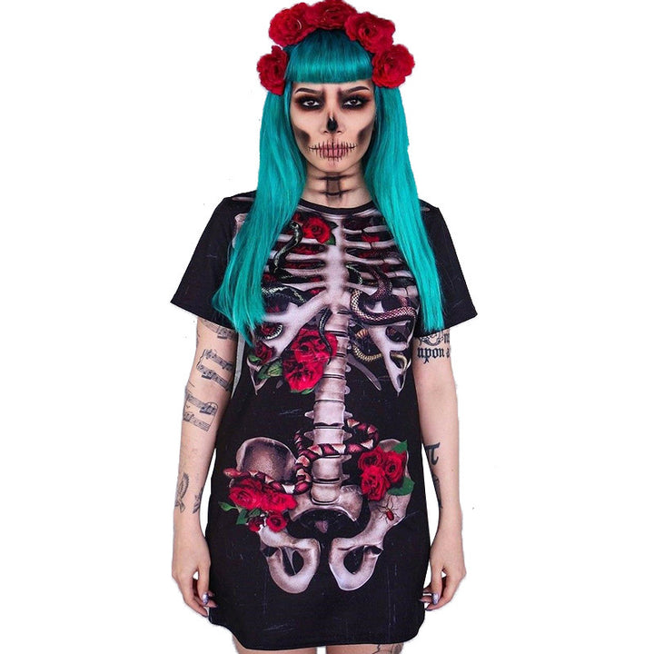 Halloween skull print dress