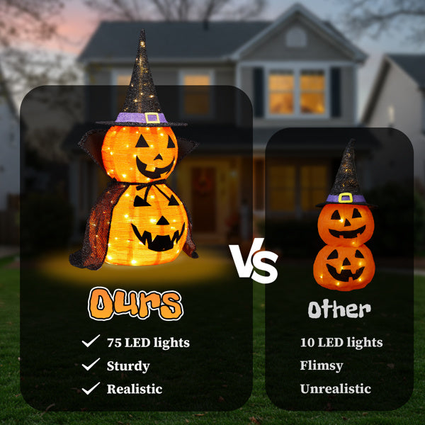 Pack of 2 illuminated pumpkins - 35.43inch + 176 LEDs