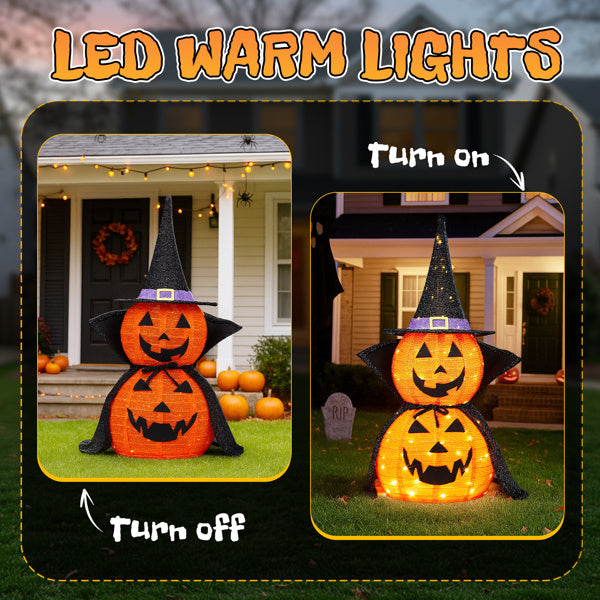 Pack of 2 illuminated pumpkins - 35.43inch + 176 LEDs