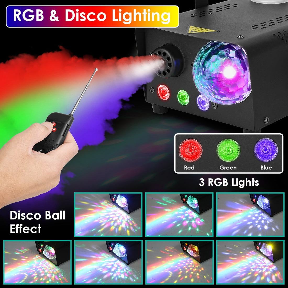 Smoke machine with 8 lighting effects - 600w