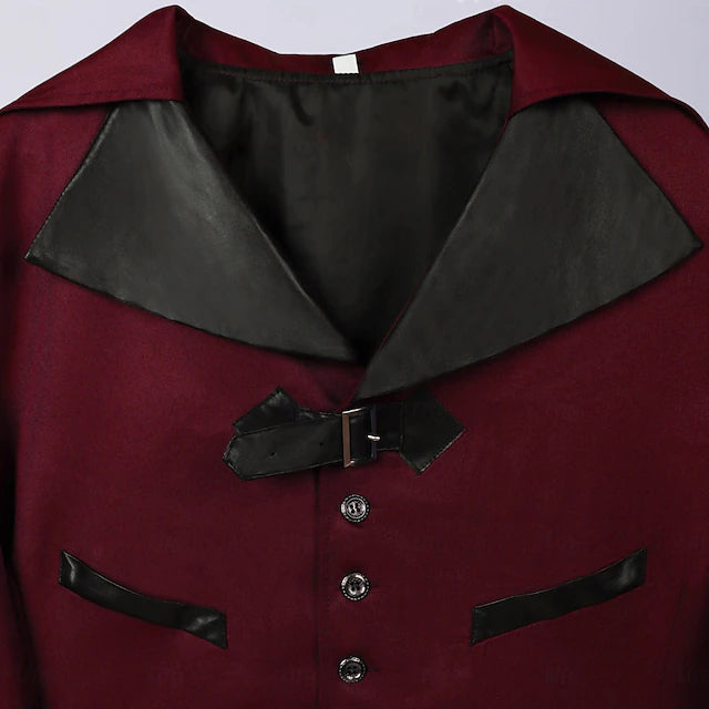 Gothic Punk Coat with Tail - Wine Red