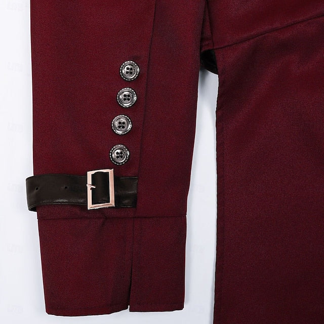 Gothic Punk Coat with Tail - Wine Red