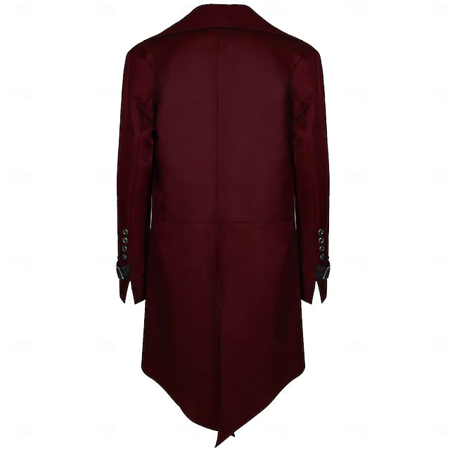 Gothic Punk Coat with Tail - Wine Red